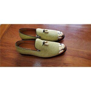 Men's Loafers Leather Gold Tassel & Cap Toe Buckle Penny Party Wedding Prom Shoe